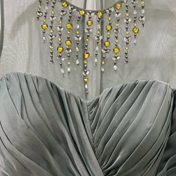 Adrianna Papell Womens Green Frosted Sage Beaded Evening Gown SIZE 16 - Picture 4 of 7